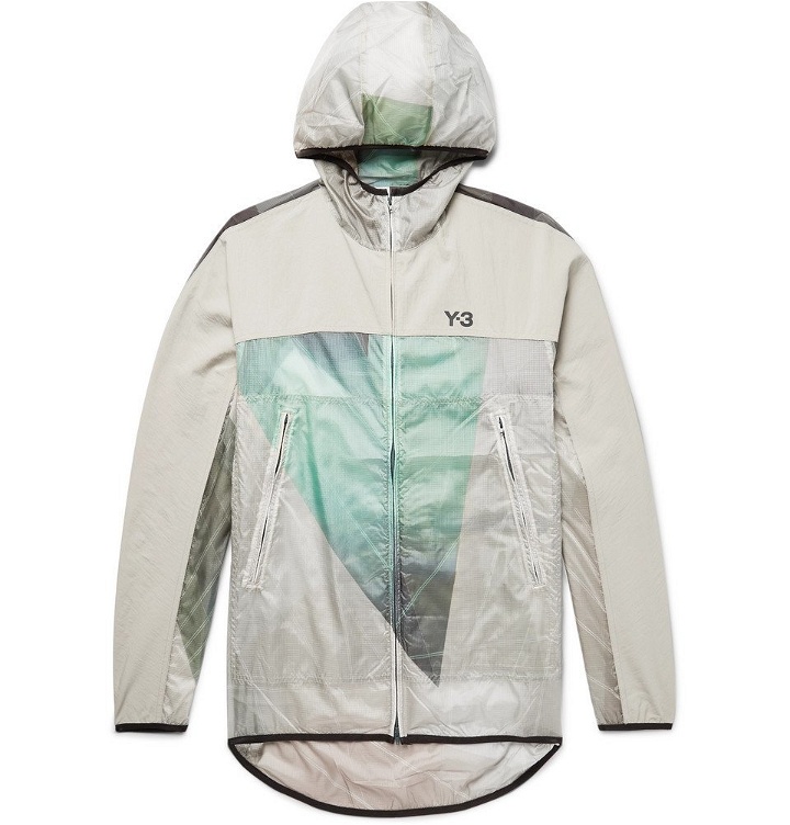 Photo: Y-3 - Canvas-Trimmed Printed Nylon-Ripstop Hooded Jacket - Ecru