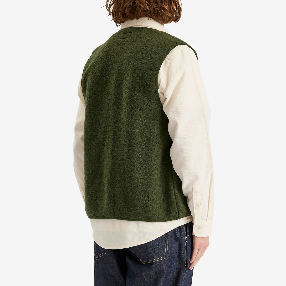 Universal Works Men's Wool Fleece Zip Gilet - Presented by END. in Olive