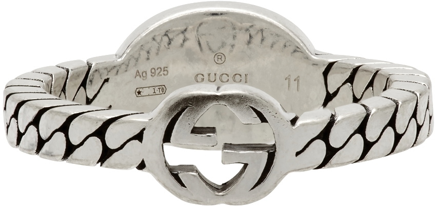 Thin Interlocking G enamel necklace in 925 sterling silver