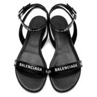 Balenciaga Black Logo Strappy Flat Sandals