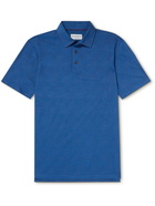 Purdey - Cotton-Piqué Jacquard Polo Shirt - Blue