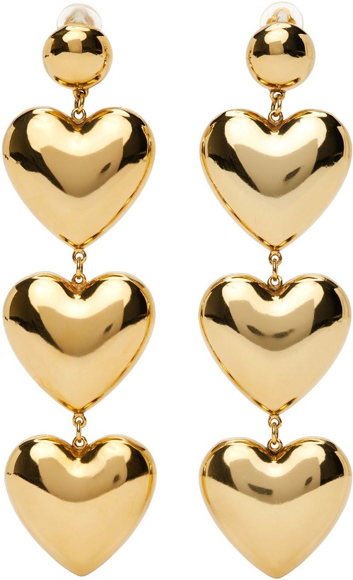 Photo: Saint Laurent Gold Triple Heart Earrings