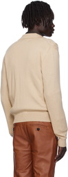 Ernest W. Baker Beige Cable-Knit Polo Cardigan
