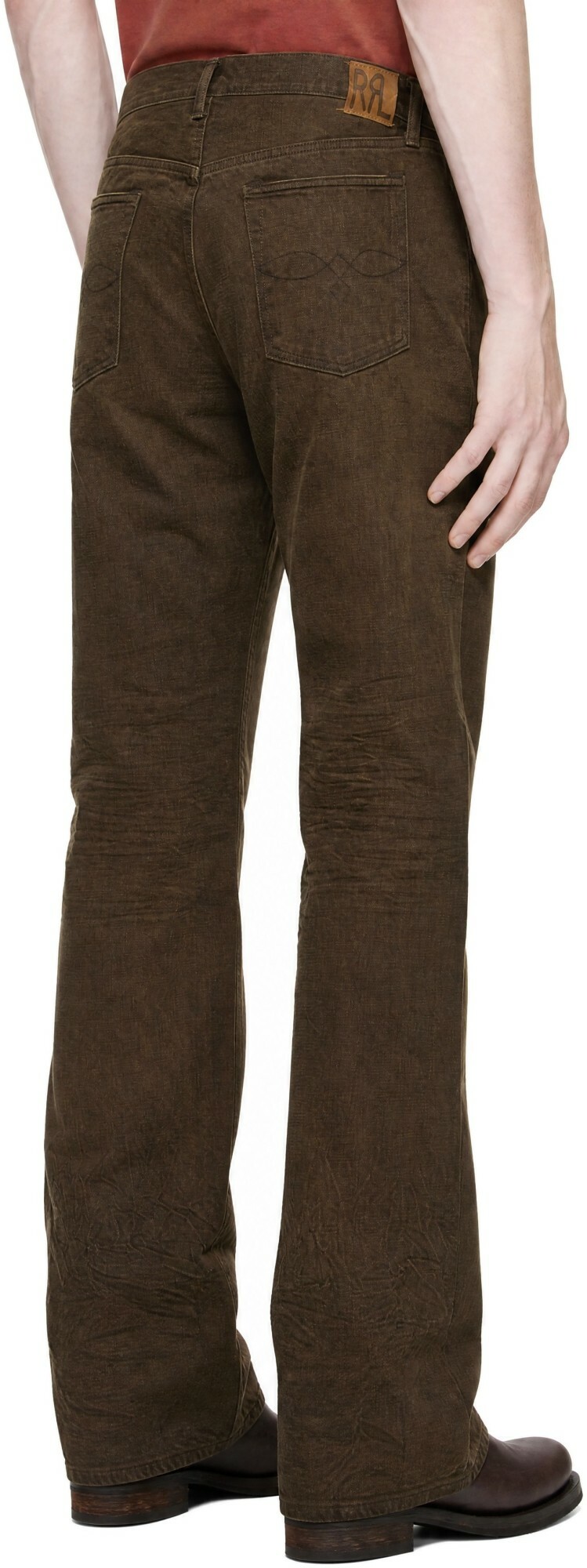 RRL Brown Slim Fit Five Pocket Jeans