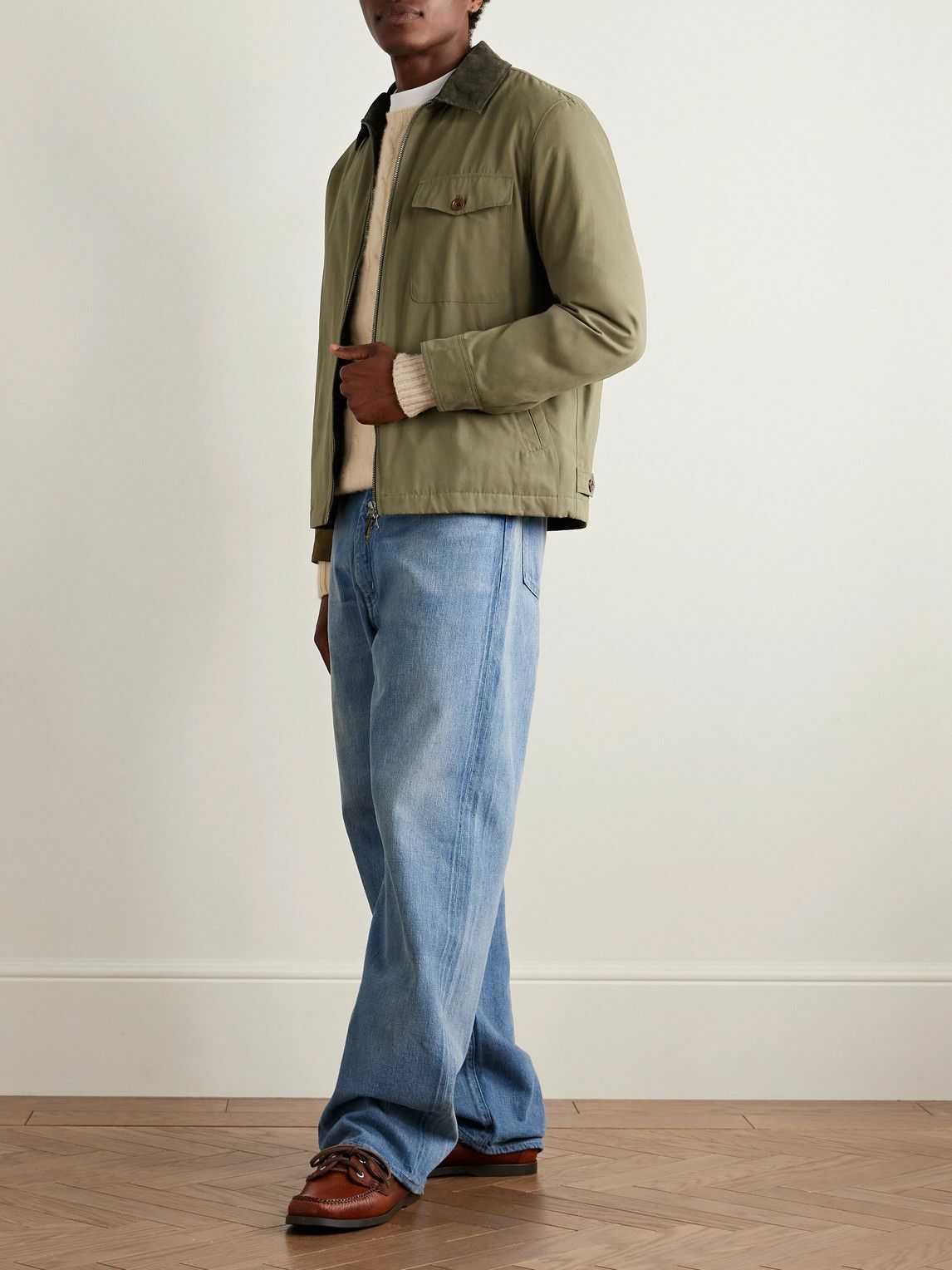 Hartford - Daren Cotton-Corduroy Trimmed Canvas Jacket - Green