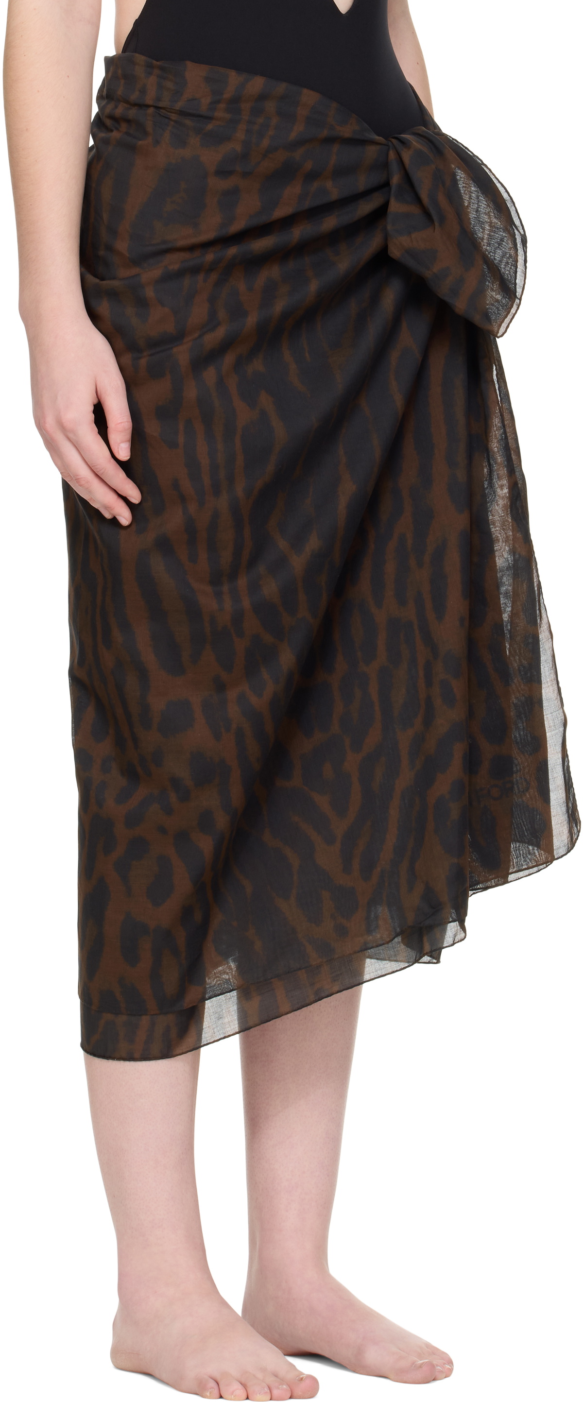 TOM FORD Brown Pareo Wrap Cover-Up Skirt