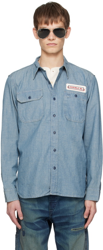 Photo: RRL Blue Embroidered Shirt