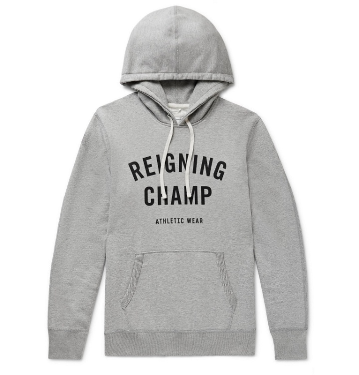 Photo: Reigning Champ - Logo-Print Loopback Cotton-Jersey Hoodie - Gray