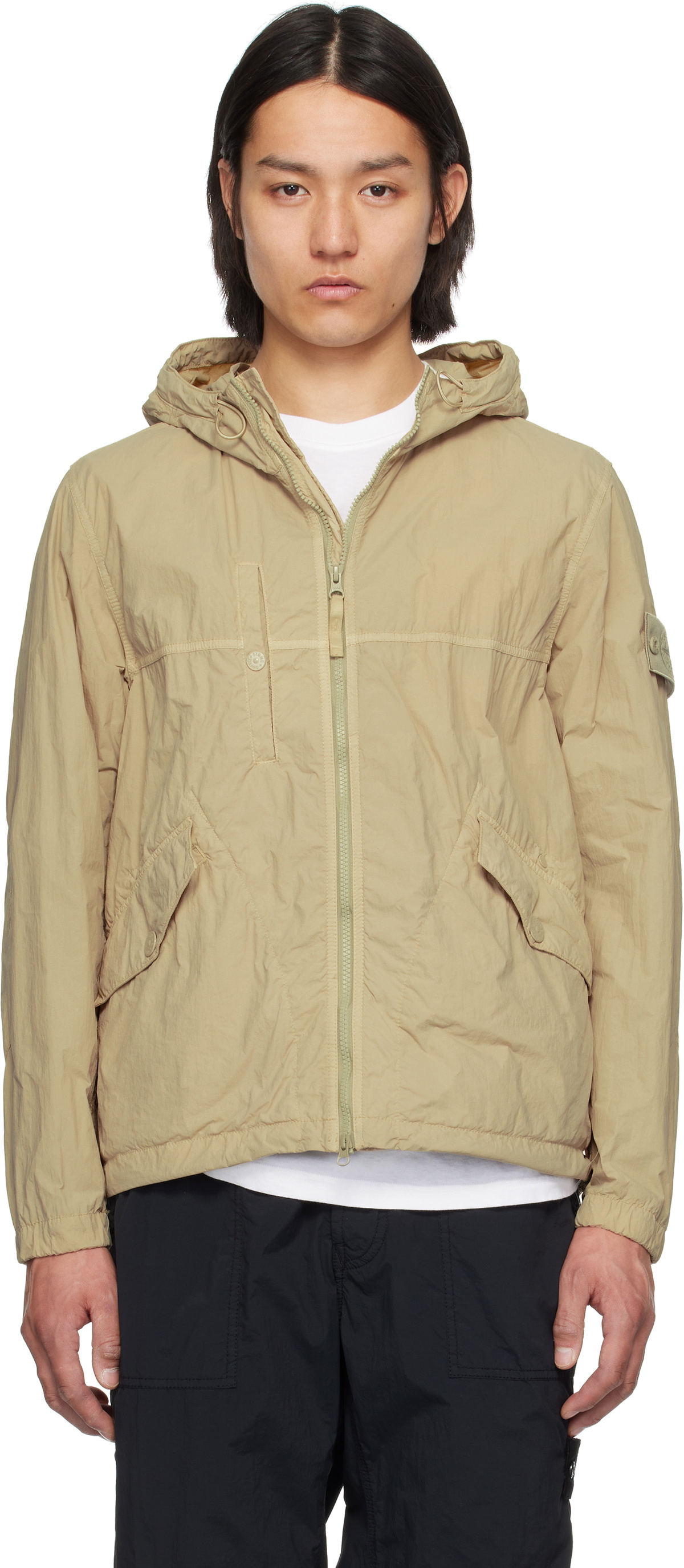 Stone Island Beige Nylon Smerigliato Ghost Jacket Stone Island
