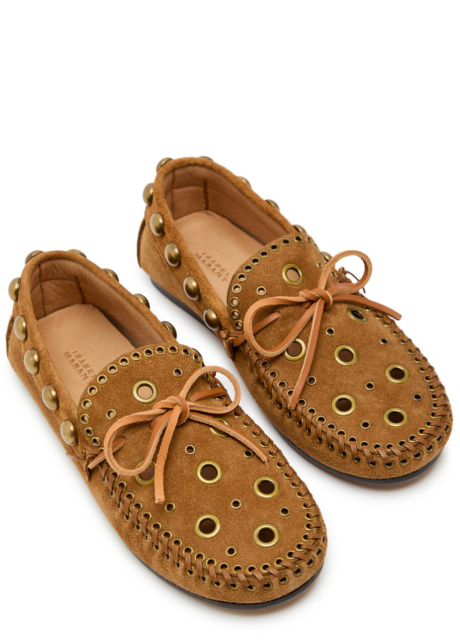 Isabel Marant Fitza Studded Suede Loafers Tan