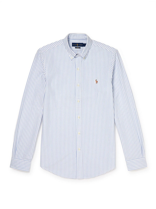 Photo: Polo Ralph Lauren - Button-Down Collar Striped Cotton Oxford Shirt - Blue