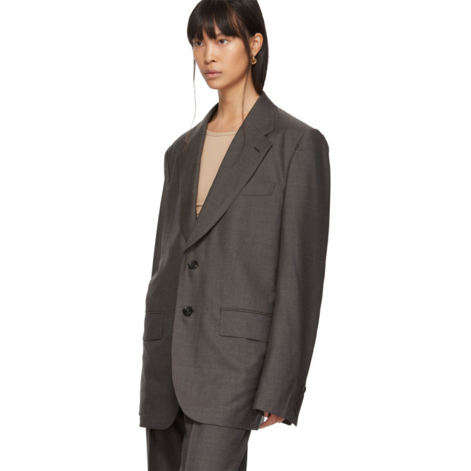 Junya Watanabe Grey Oversized Sharkskin Blazer