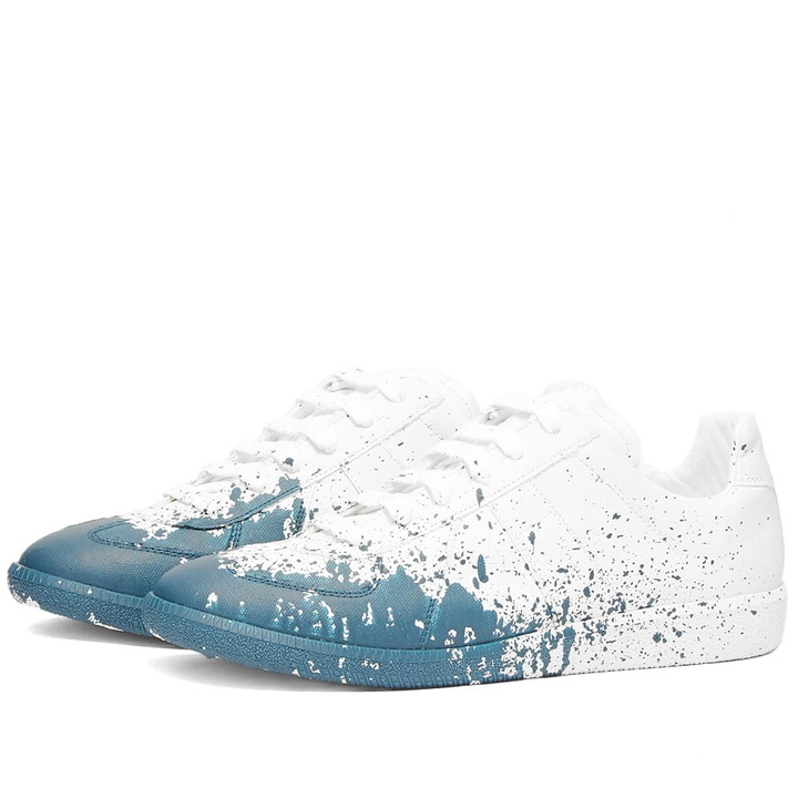 Photo: Maison Margiela Men's Painter Replica Sneakers in White/Blue