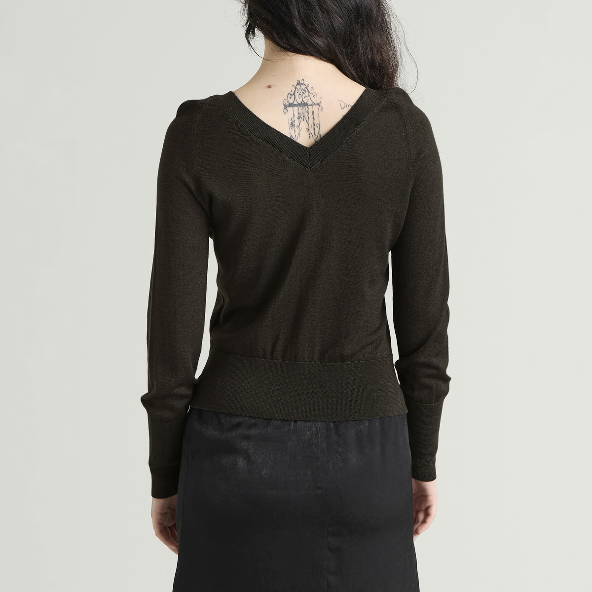 Simone Rocha Women's Merino Silk Double V-Neck Jumper in Moss/Jet