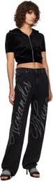 alexanderwang.t Black Cropped Zip-Up Hoodie