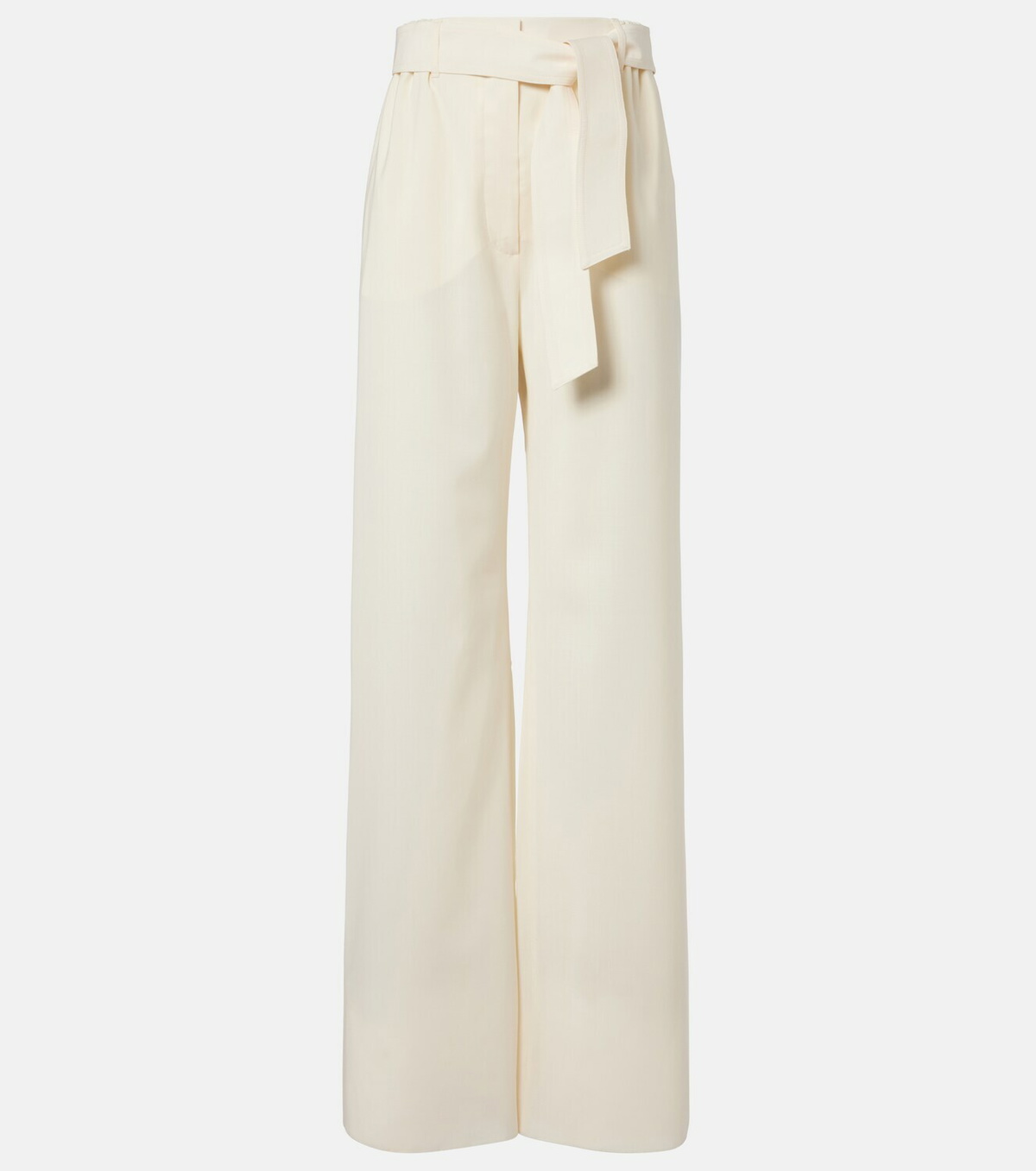 Max Mara Belted virgin wool wide-leg pants