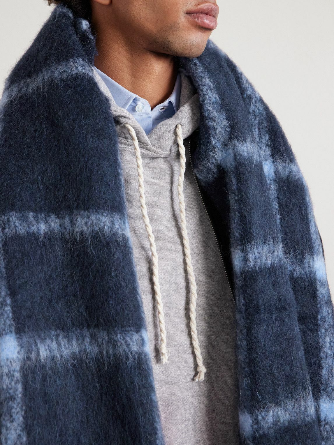 The Elder Statesman - Fringed Checked Alpaca-Blend Scarf