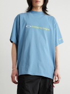 Balenciaga - Oversized Logo-Embroidered Cotton-Jersey T-Shirt - Blue