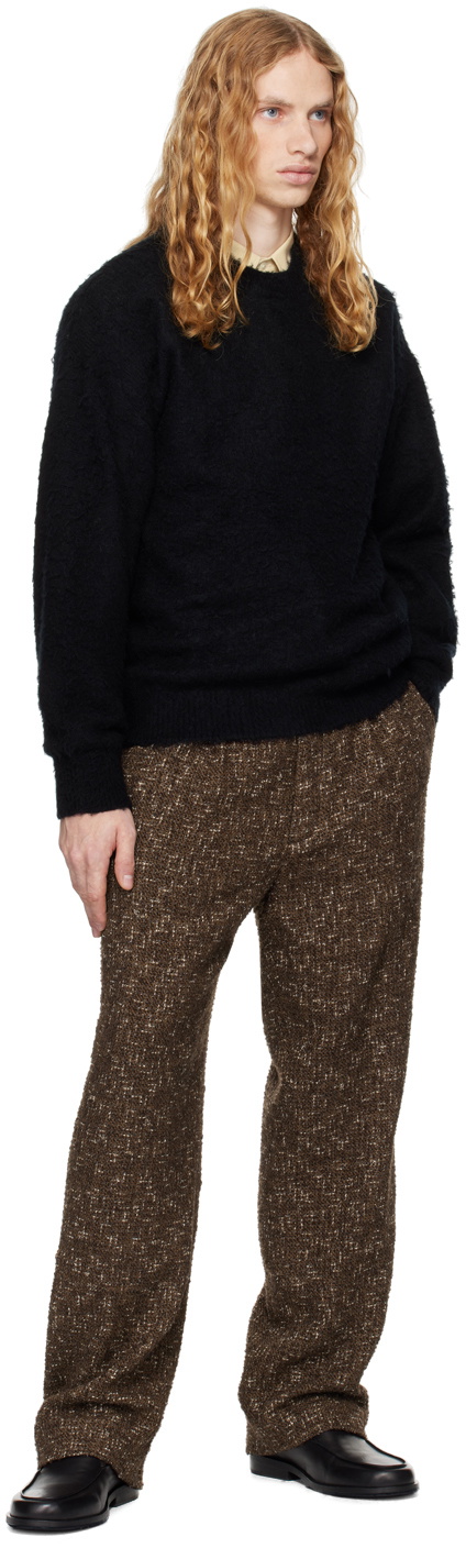 AURALEE Black Brushed Wool Cashmere Silk Sweater Auralee