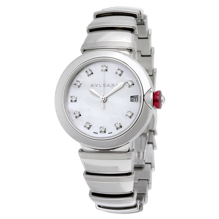 Photo: Bvlgari LVCEA Automatic White Mother of Pearl Diamond Dial Stainless Steel Ladies Watch 102199