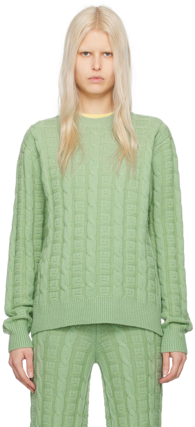 Acne Studios Green Cable Knit Sweater Acne Studios