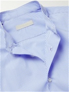 Saman Amel - Grandad-Collar Striped Cotton-Poplin Shirt - Blue
