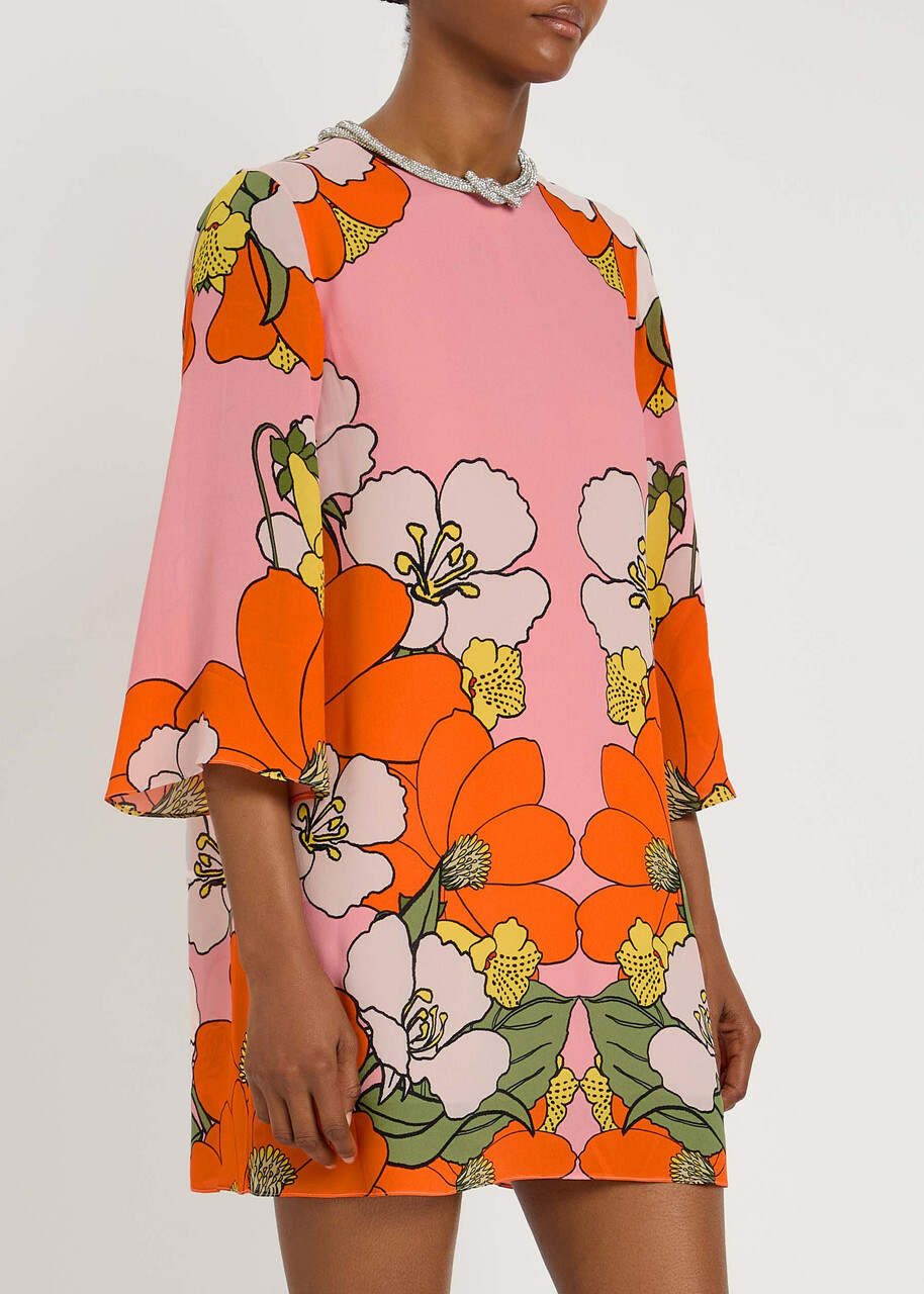 colline mini dress Cream Floral Collar Linen-Blend Lillian Mini Dress