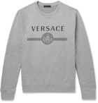 Versace - Logo-Print Mélange Loopback Cotton-Jersey Sweatshirt - Gray