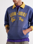 Aimé Leon Dore - Tour Logo-Embroidered Cotton-Jersey Half-Zip Sweater - Blue