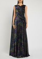 Talbot Runhof Scarf-effect Metallic-weave Gown Multicoloured 1
