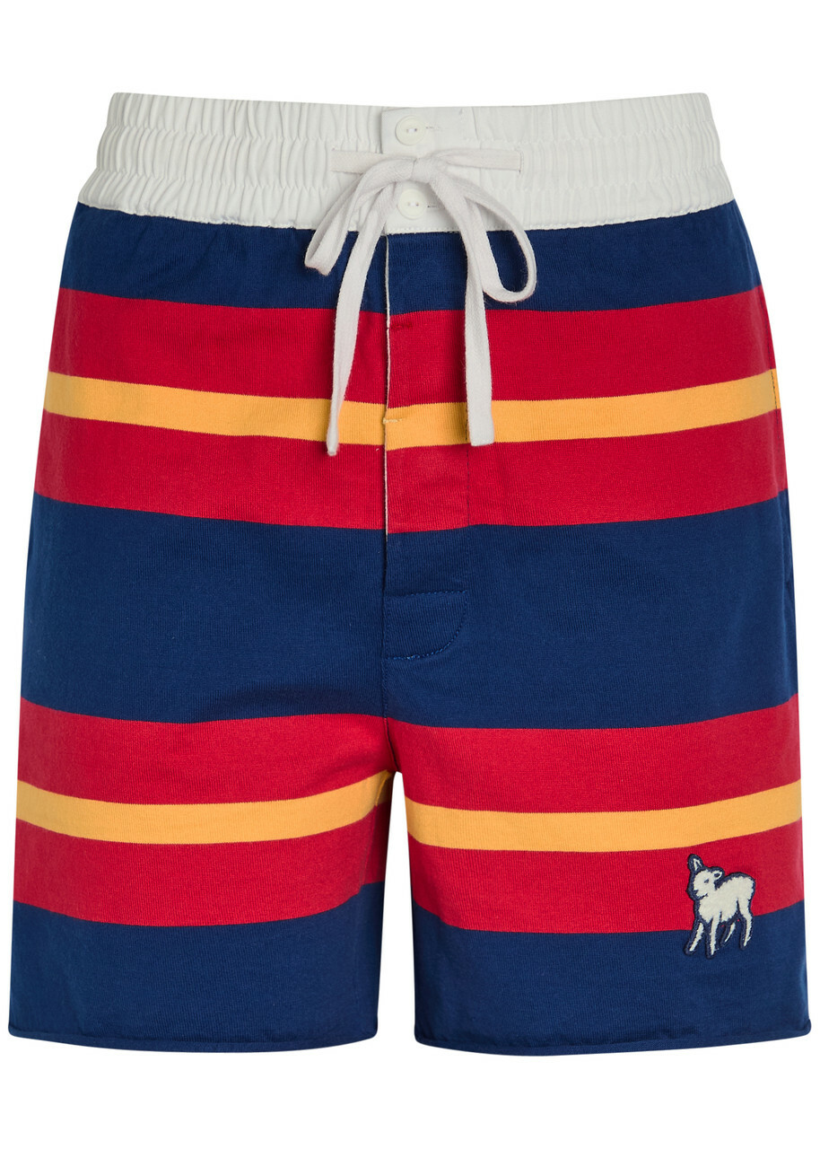 Mother The Breather Striped Cotton Shorts Multicoloured