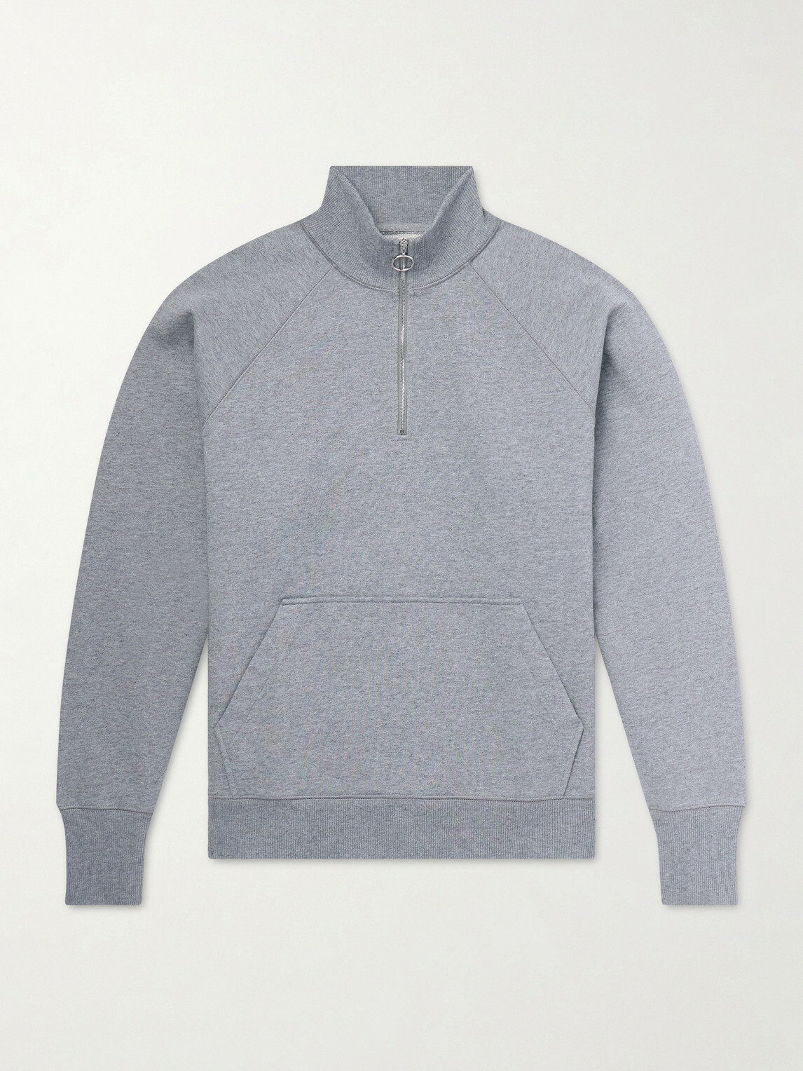Drake's - Cotton-Jersey Half-Zip Sweater - Gray