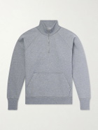 Drake's - Cotton-Jersey Half-Zip Sweater - Gray