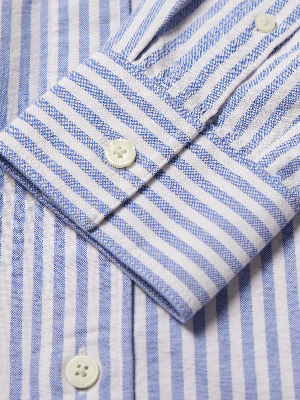NN07 - Colby 5910 Button-Down Collar Striped Organic Cotton Oxford Shirt - Blue