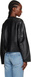 St. Agni Black Utility Cocoon Leather Jacket