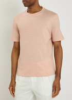 Brunello Cucinelli Linen and Cotton-blend T-shirt Peach