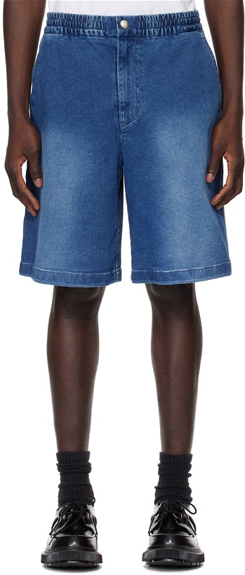 Photo: Solid Homme Blue Drawstring Denim Shorts