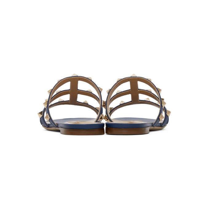 Valentino Navy Valentino Garavani Rockstud Slip-On Sandals
