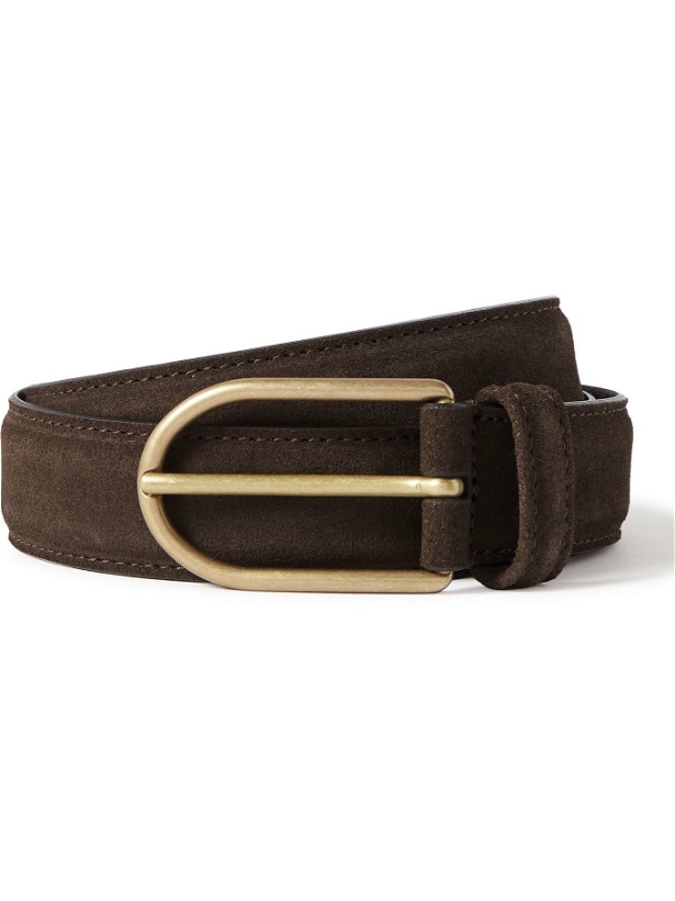 Photo: ANDERSON'S - 3cm Nubuck-Trimmed Leather Belt - Brown