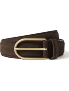 ANDERSON'S - 3cm Nubuck-Trimmed Leather Belt - Brown