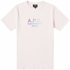 A.P.C. Men's Tony Multicolour Logo T-Shirt in Pink
