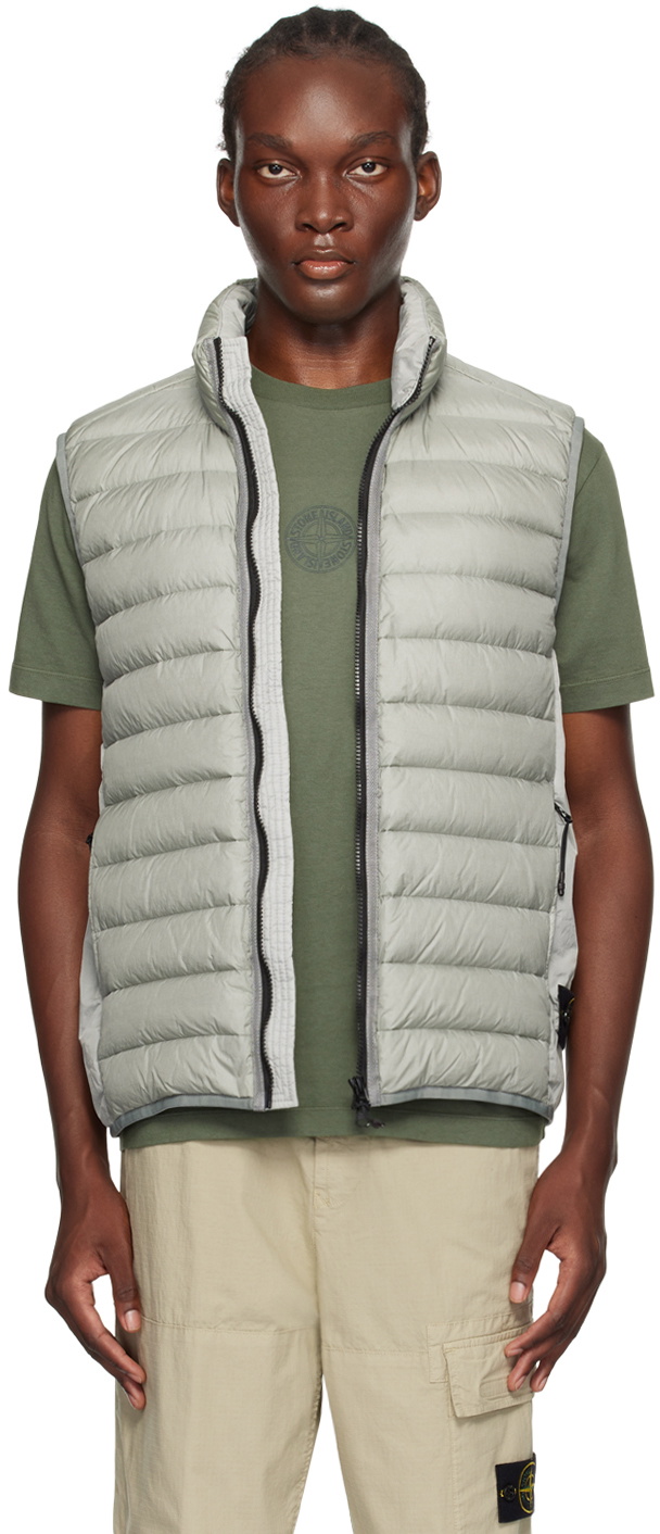 トップス stone down vest Stone Island - Black Garment Dyed Down Puffer Vest