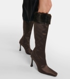 Magda Butrym Faux fur-trimmed satin knee-high boots
