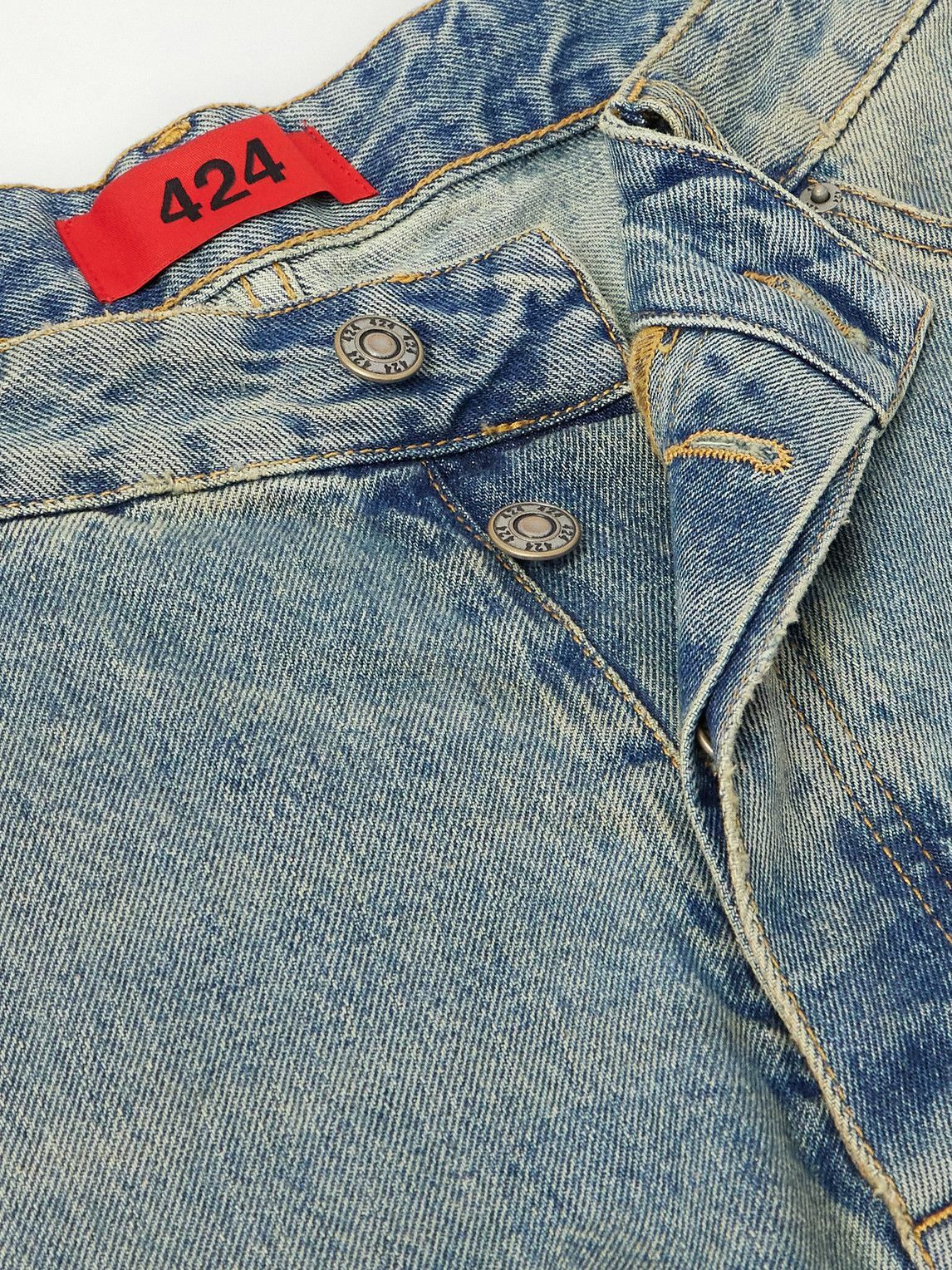 424 - Straight-Leg Distressed Denim Shorts - Blue
