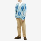 Needles Men's Mohair Argyle Cardigan in Light Blue