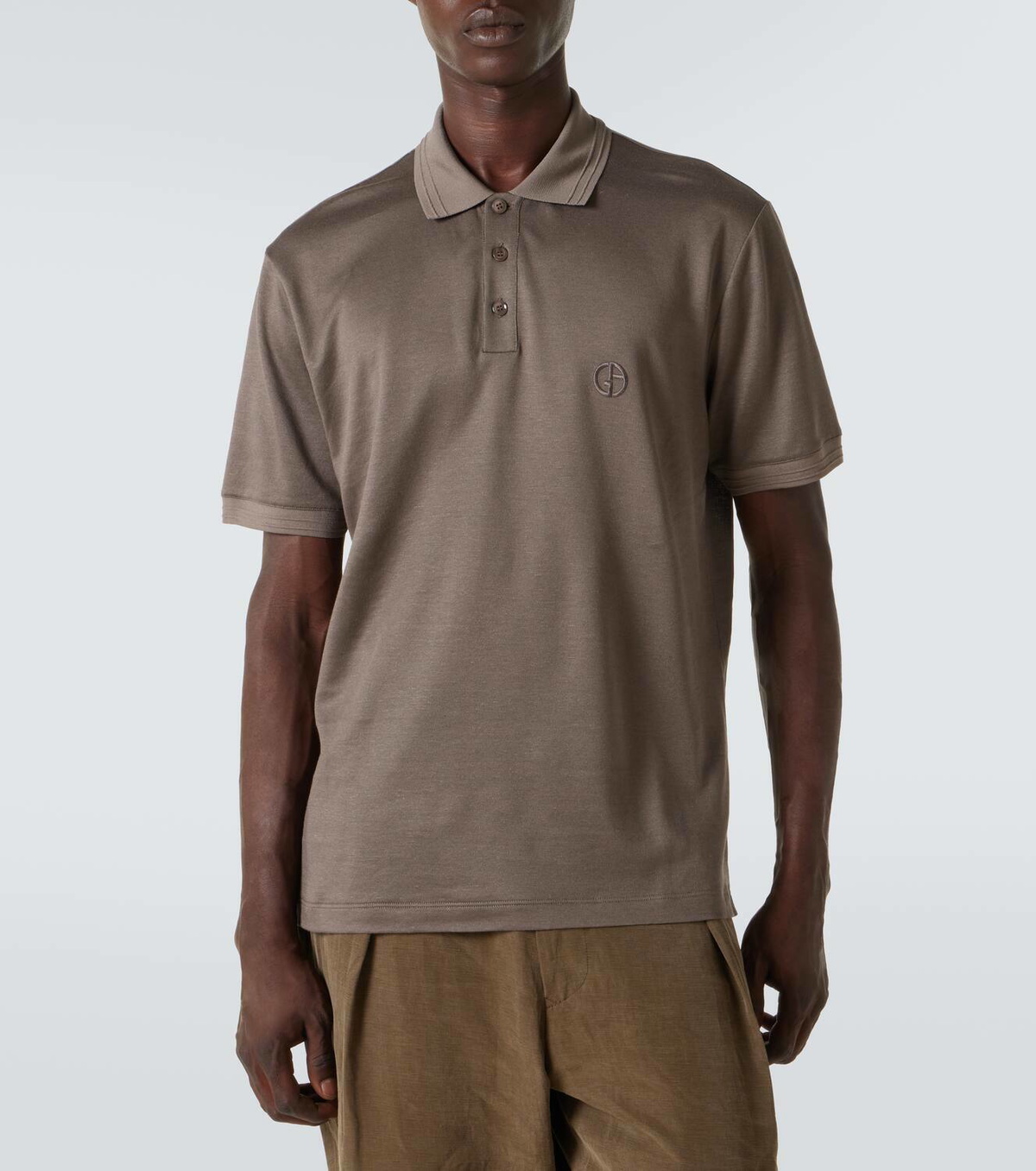 Giorgio Armani Silk, linen and cotton polo shirt