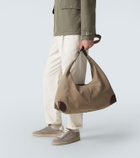 Brunello Cucinelli Leather-trimmed shoulder bag