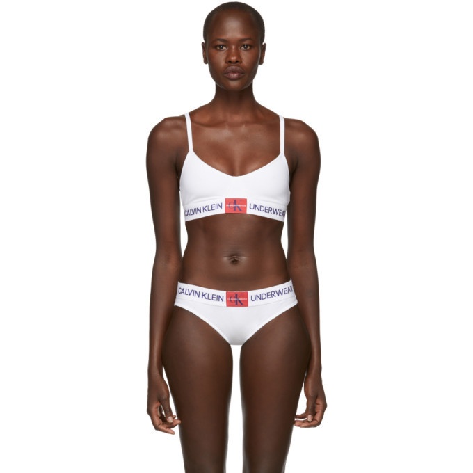 Calvin Klein One White Monogram Triangle Bikini Top