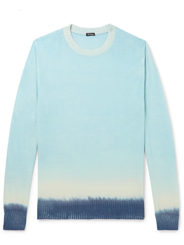 Photo: Kiton - Hand-Dyed Wool and Silk-Blend Sweater - Blue