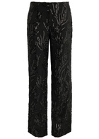 Stine Goya Sequin-embellished Wide-leg Twill Trousers Black